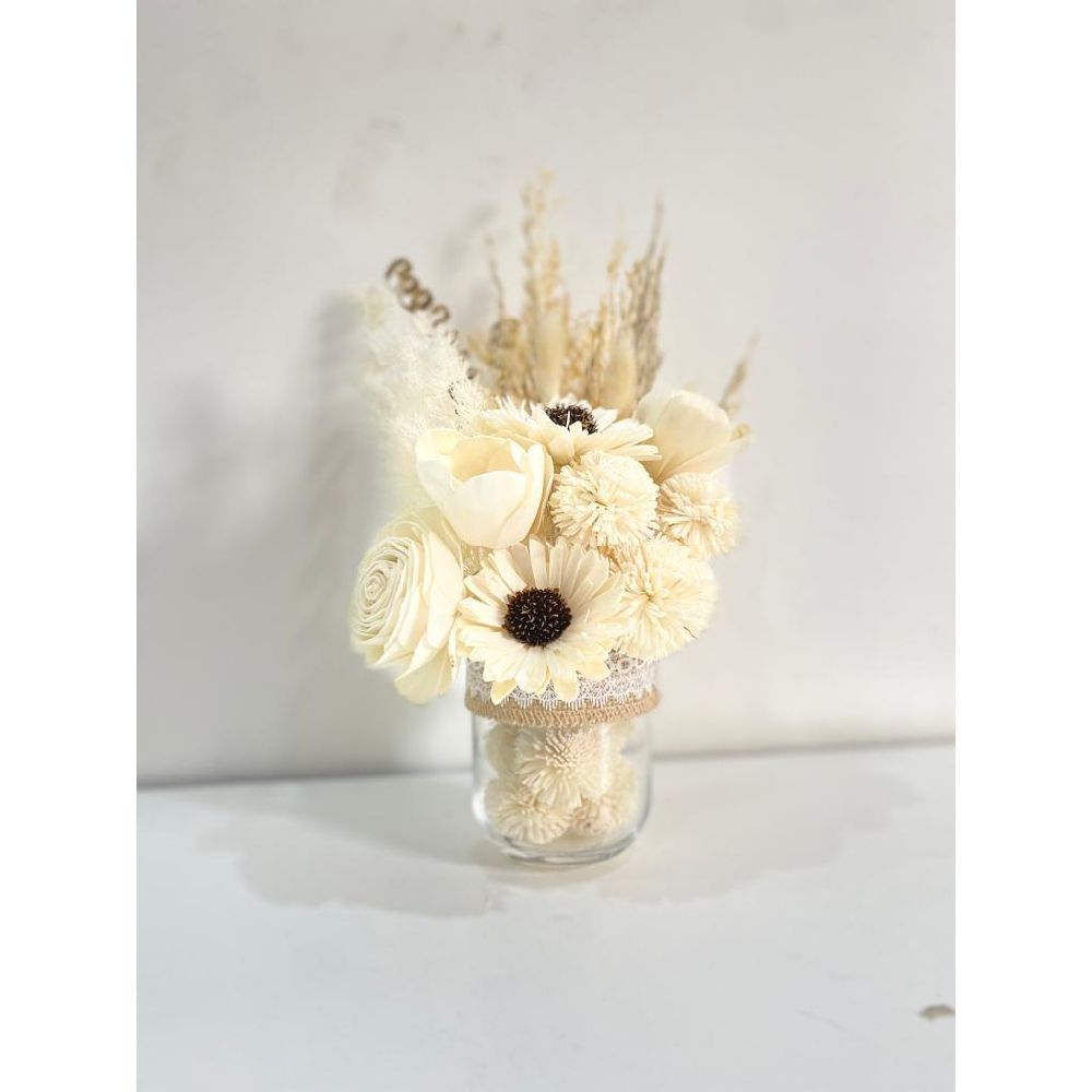 Eco Dried Flowers - Dried Flowers in Vase - White