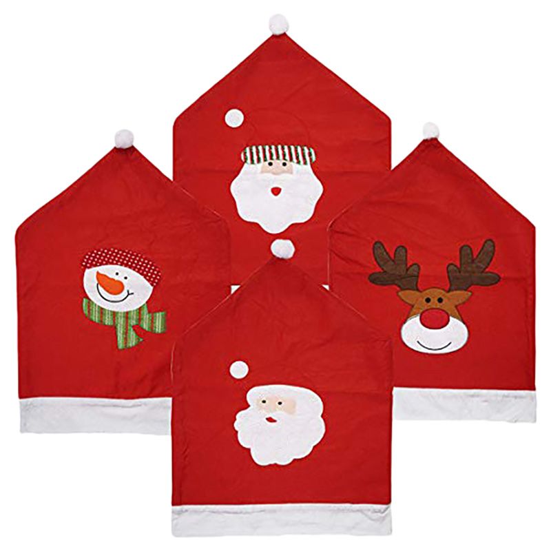 Merry Christmas - Chair Cover with Embroidery - Pack of 4