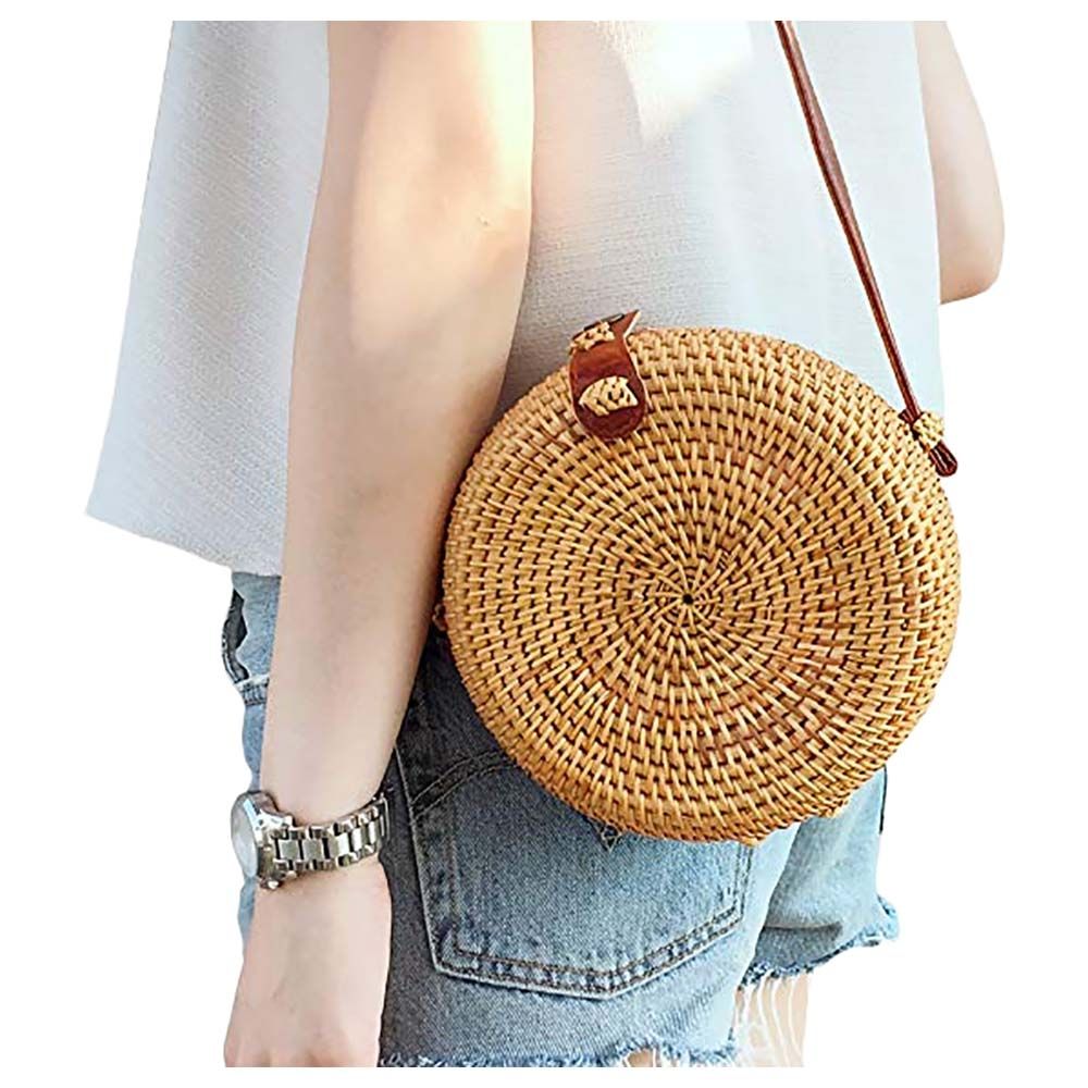 Cherrypick - Handmade Eco Bamboo Boho Basket  Bag - Cream