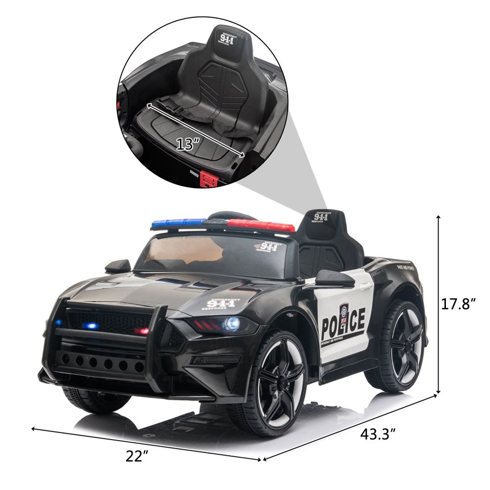 Megastar - Ride-on Police Convertible Squad Car 12V - Black