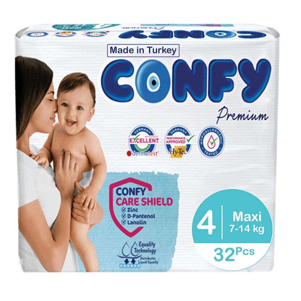 Confy - Premium Baby Diapers Eco Single Pack - Maxi Size 4 - 10-17kg - 32 Diapers