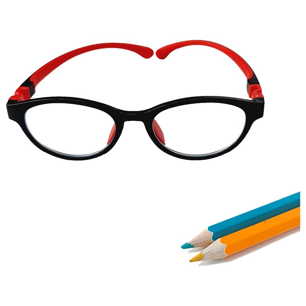 Megastar - Round Blue Light Blocking Eye Glasses - Black/Red