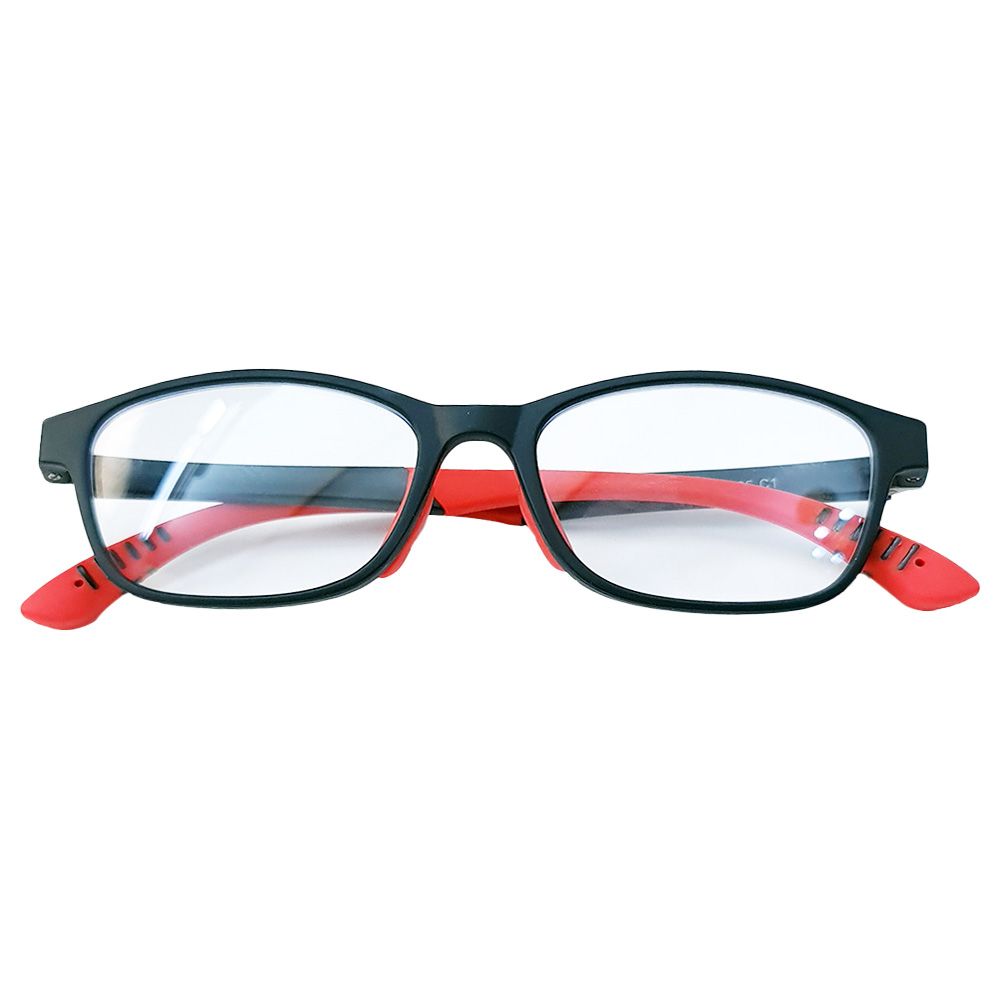 Megastar - Rectangular Blue Light Blocking Eye Glasses - Black/Red