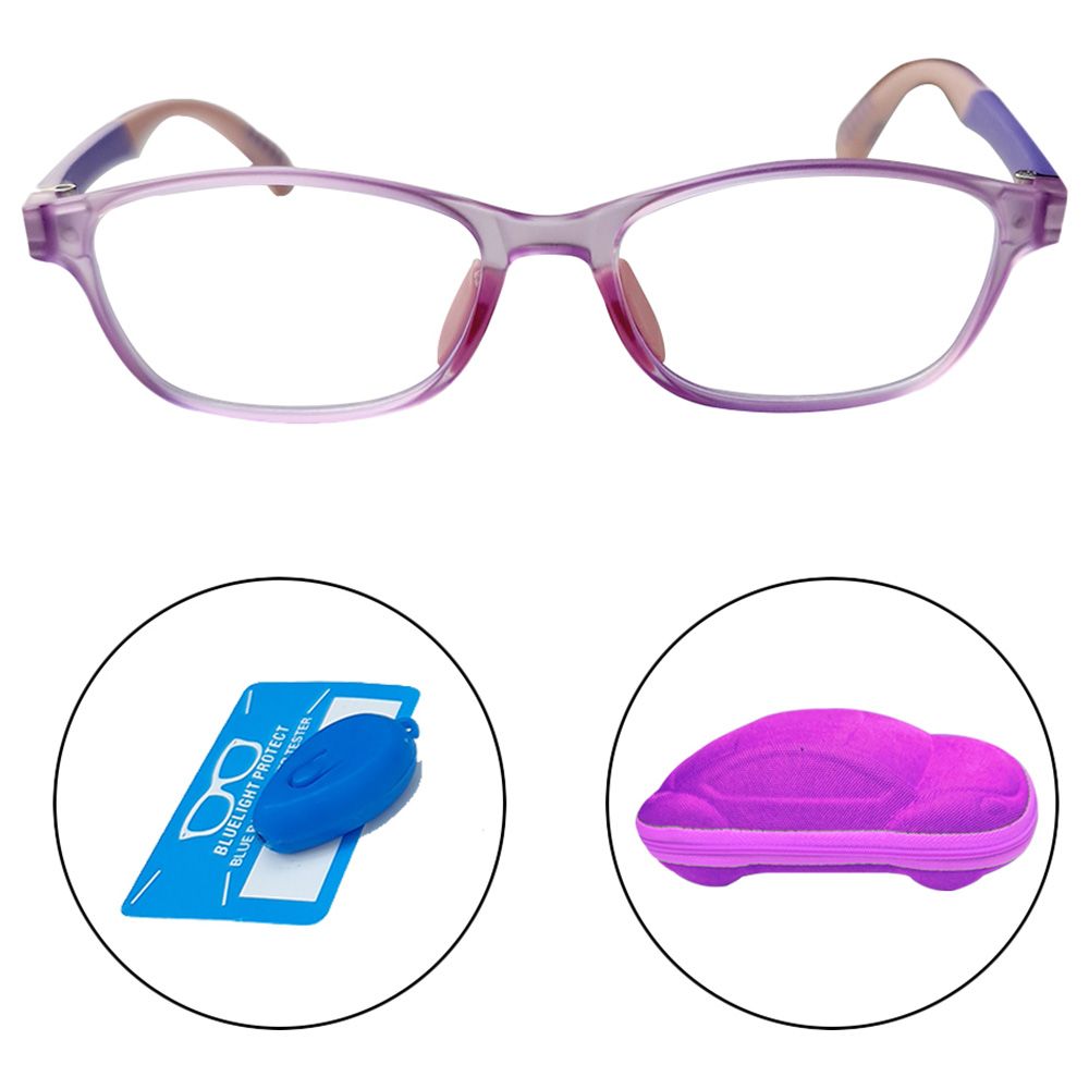 Megastar - Rectangular Blue Light Blocking Eye Glasses - Pink/Purple