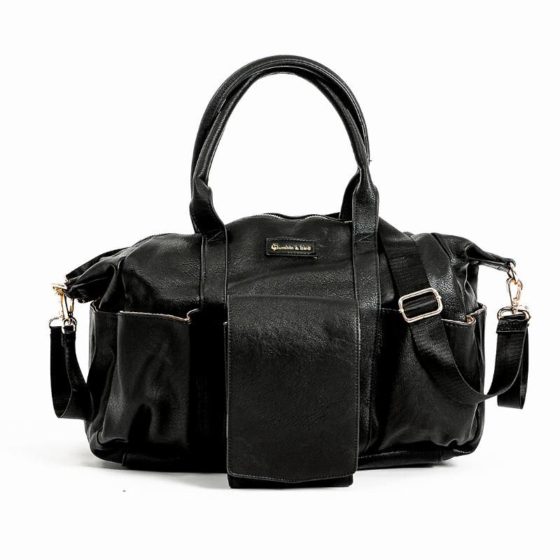 Bumble & Bird - Vegan Leather Satchel Diaper Bag - Black