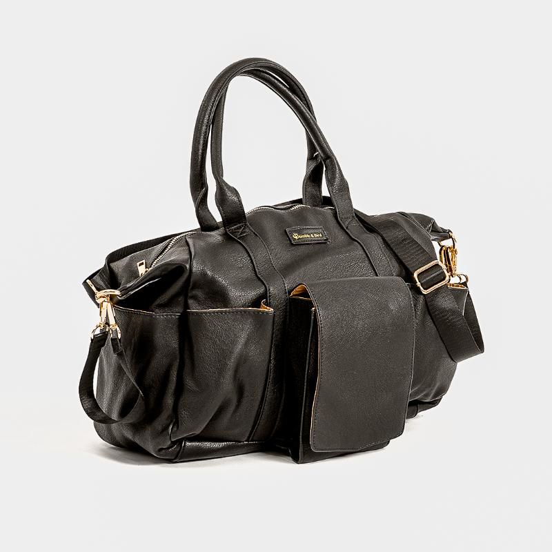 Bumble & Bird - Vegan Leather Satchel Diaper Bag - Black