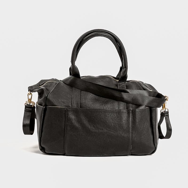 Bumble & Bird - Vegan Leather Satchel Diaper Bag - Black