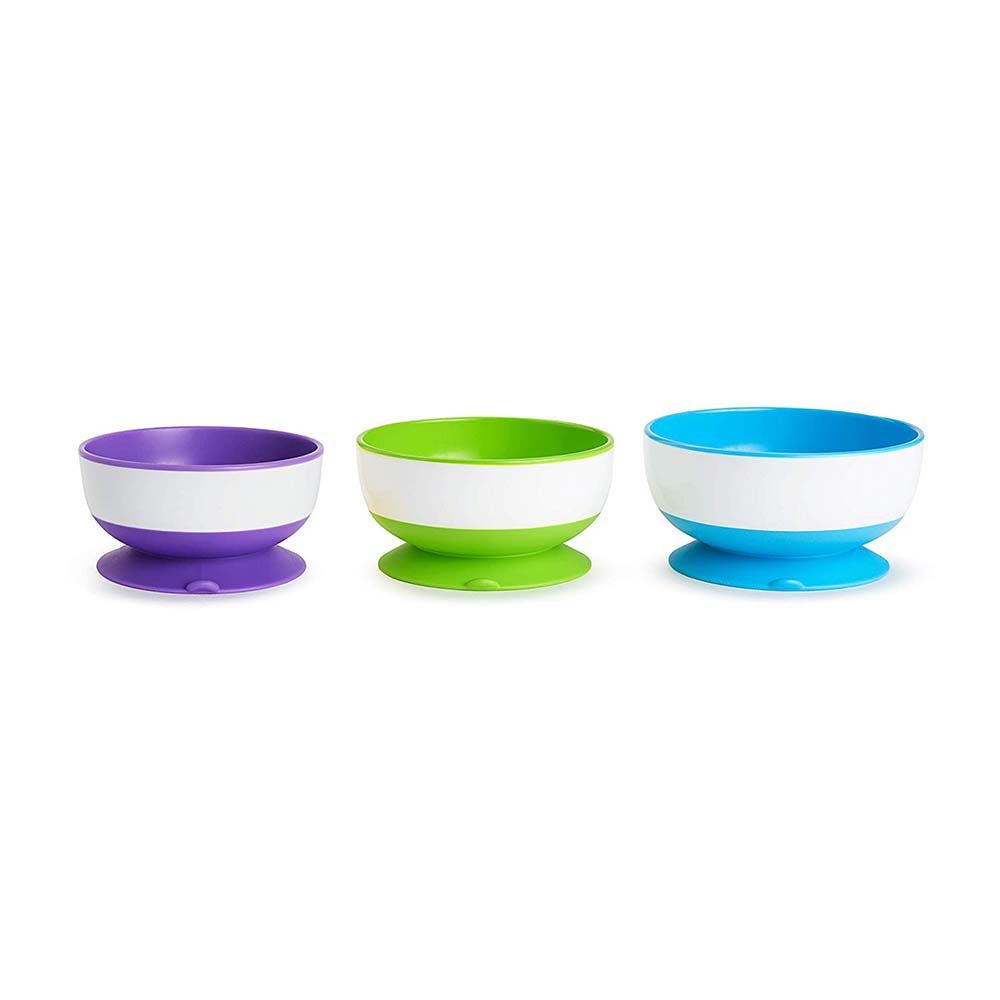 Munchkin - Stay Put Suction Bowls Pack of 3 - Purple, Green, Blue