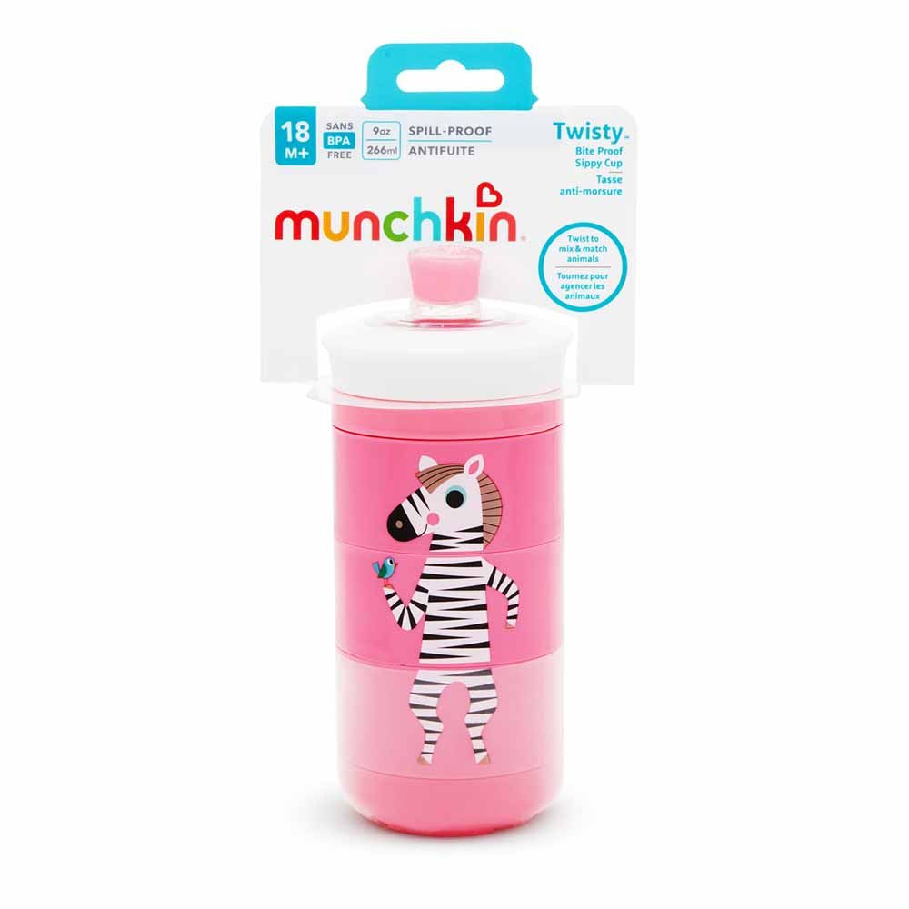 Munchkin Animal Twisty Bite Proof Cup 9oz 1pk Pink