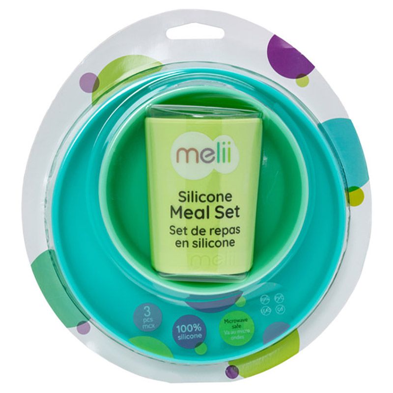 Melii - Silicone Feeding Set - 3pcs - Blue/Lime/Mint