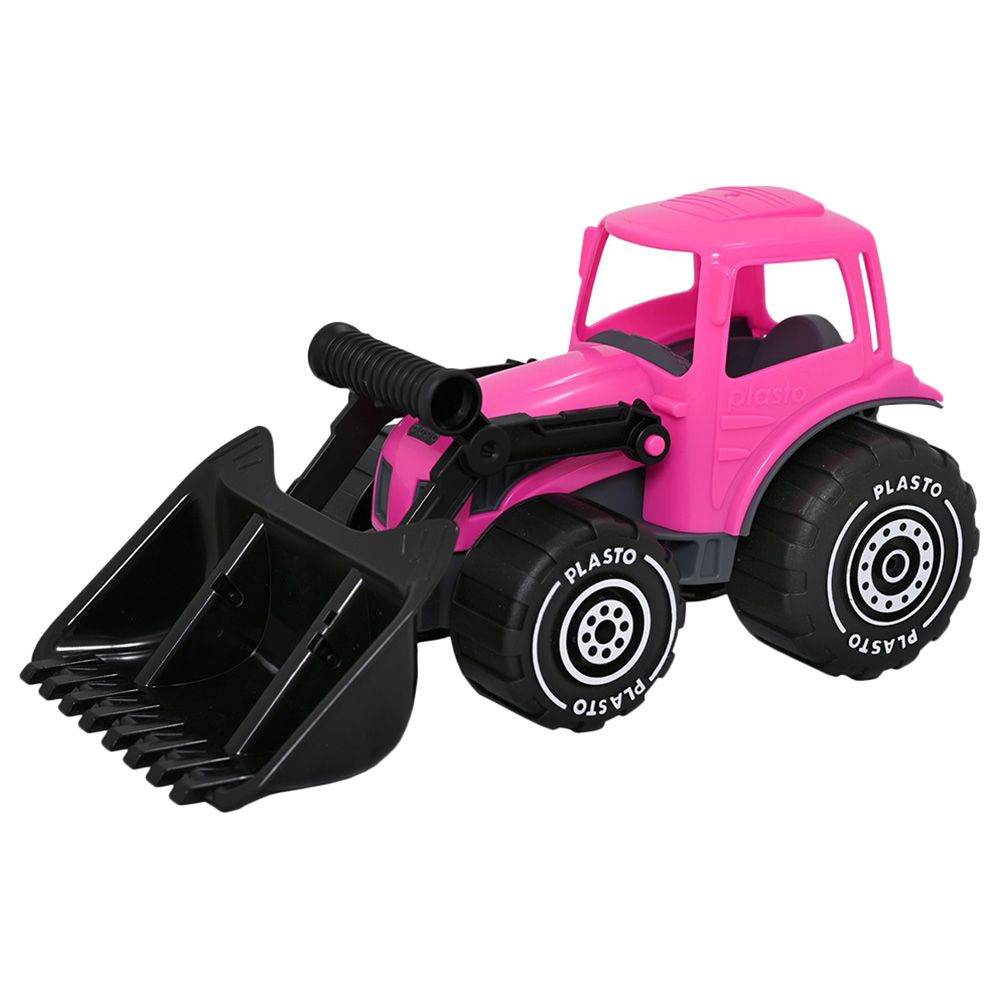 Plasto - Tractor With Frontloader - 32 cm - Pink