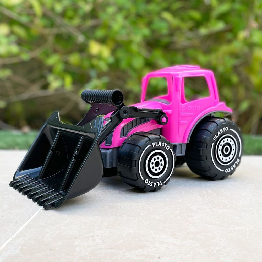 Plasto - Tractor With Frontloader - 32 cm - Pink