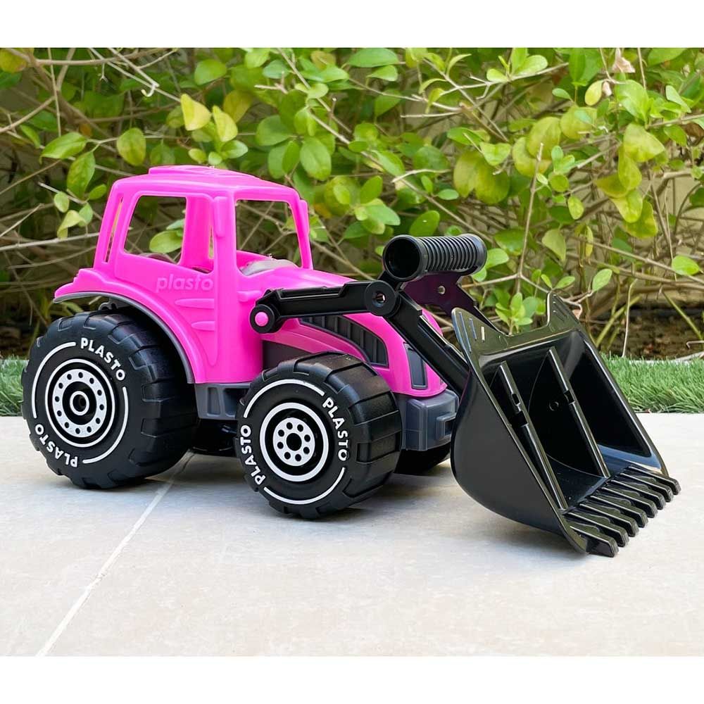 Plasto - Tractor With Frontloader - 32 cm - Pink