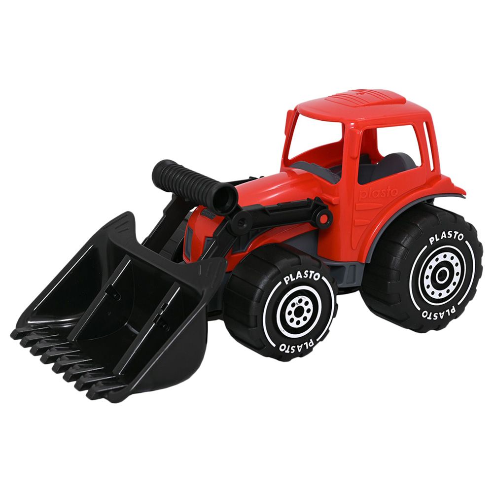 Plasto - Tractor With Frontloader - 32 cm - Red