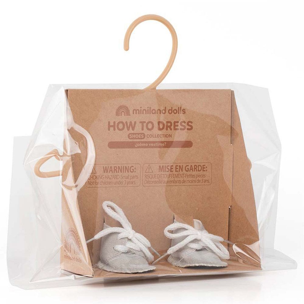 Miniland Baby - Gender Neutral Shoes For Doll - 21cm - Beige