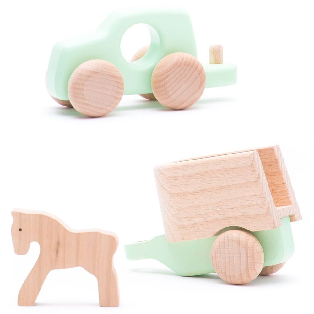 BAJO - 4 Wheel Drive Car & Horse Toy - Mint Green