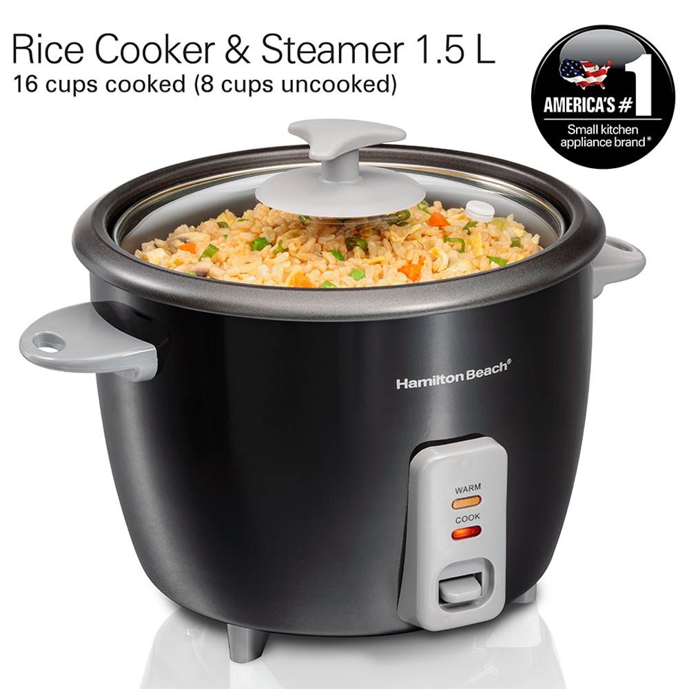 Hamilton Beach - Rice Cooker & Steamer 1.5L - Black