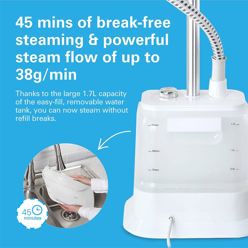 Hamilton Beach - Garment Steamer w/ Fabric Brush - White - 1.7 L