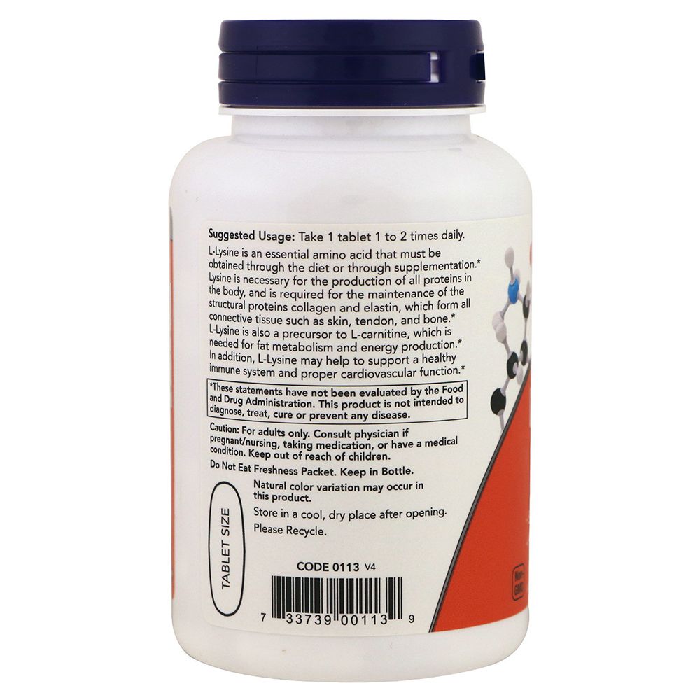 NOW - L-Lysine Double Strength 1000 mg 100 Tablets