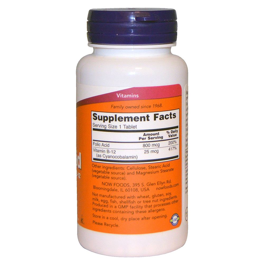 NOW - Folic Acid 800 mcg with B-12 250 Tablets