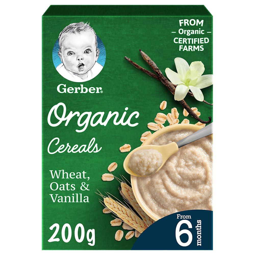 Gerber - Organic Infant Cereals Wheat, Oats & Vanilla 200g