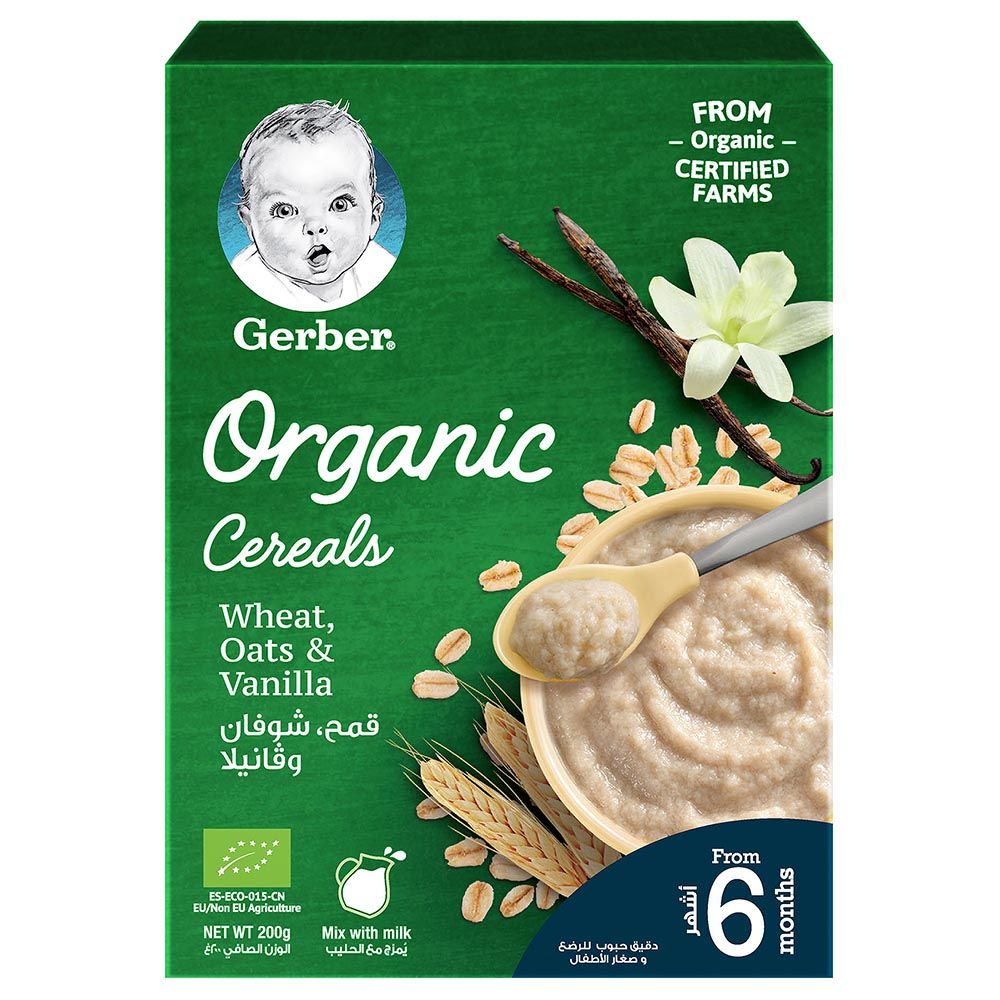 Gerber - Organic Infant Cereals Wheat, Oats & Vanilla 200g