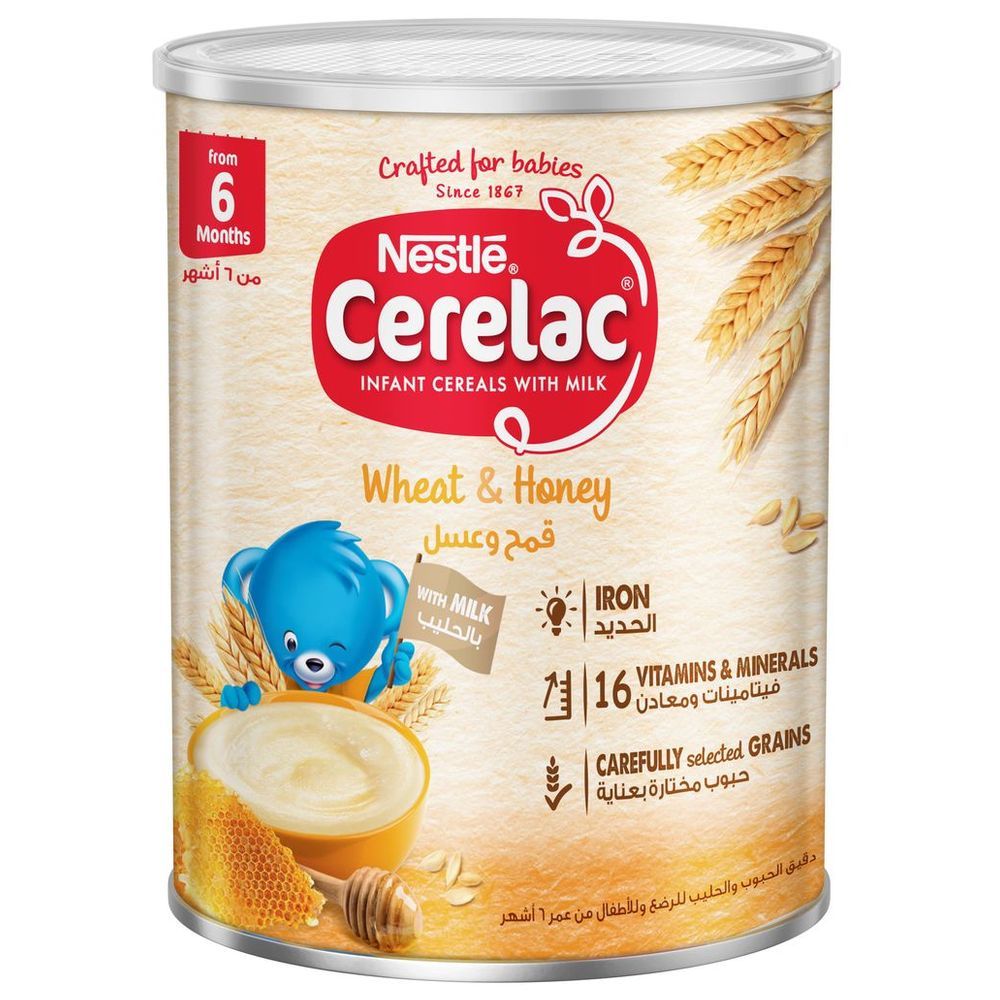 Nestle - Cerelac Cereals With Iron+ Wheat & Honey 400g Tin