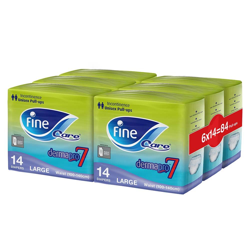 Fine Care - Incontinence Unisex Adult Pull-Ups Diapers - Large - Pack of 6 - 84 Pcs