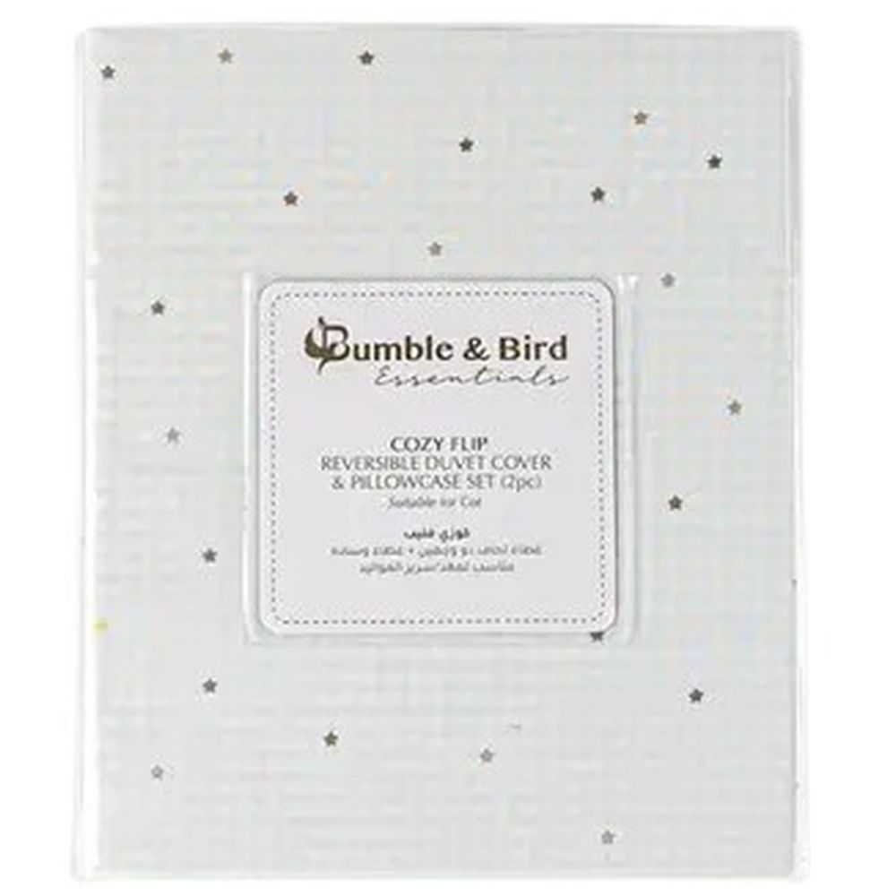 Bumble & Bird - Reversible Duvet Cover & Pillowcase For Cot - Grey (Exclusive)