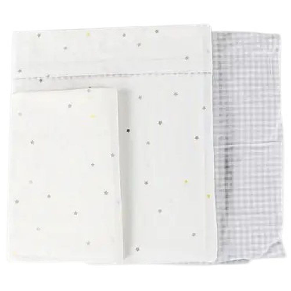 Bumble & Bird - Cotton Stars Baby Bedding For Moses Bassinets - Grey - 3pcs