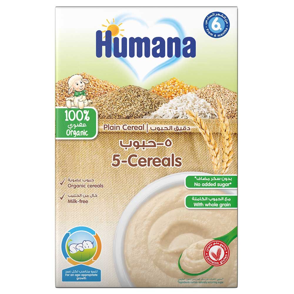 Humana Organic 5-Cereals Infant Cereal Milk-Free 200g