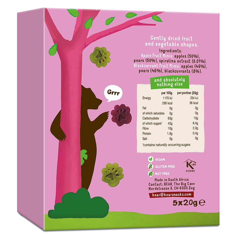 Bear - Paws Apple & Blackcurrant - Pack of 5, Fruit Snack - 20g