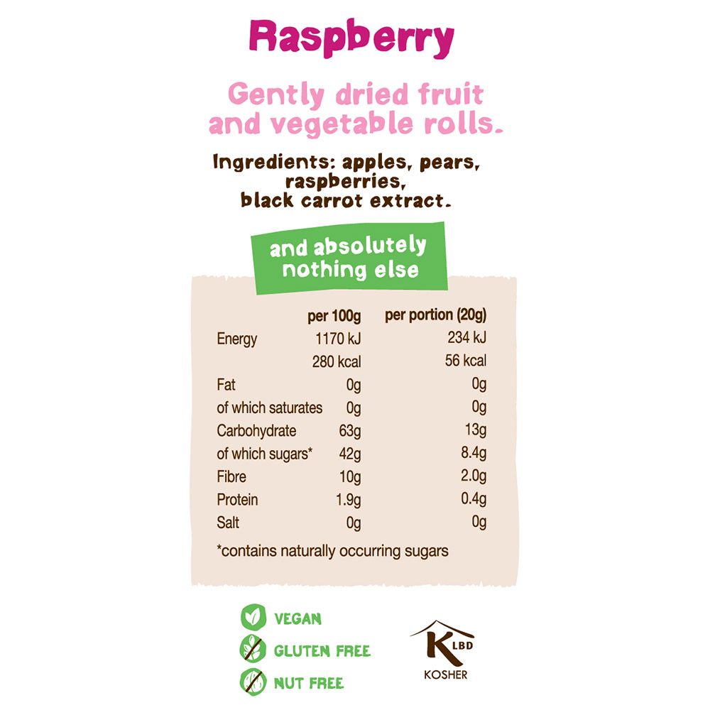 Bear - 'Fruit Rolls' Raspberry - Healthy On The Go Snack