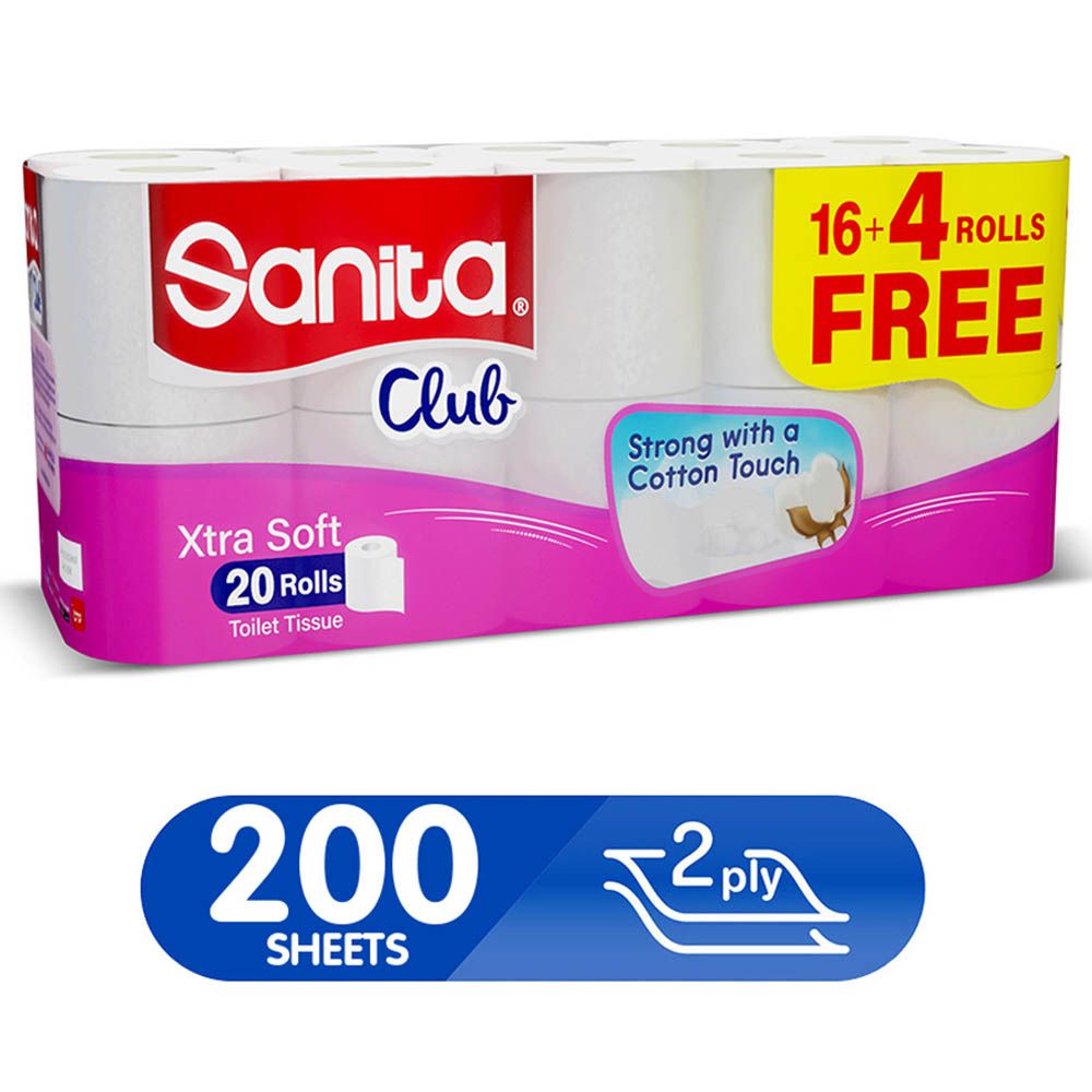 Sanita - Toilet Paper - 16+4 Rolls - 200 Sheets 