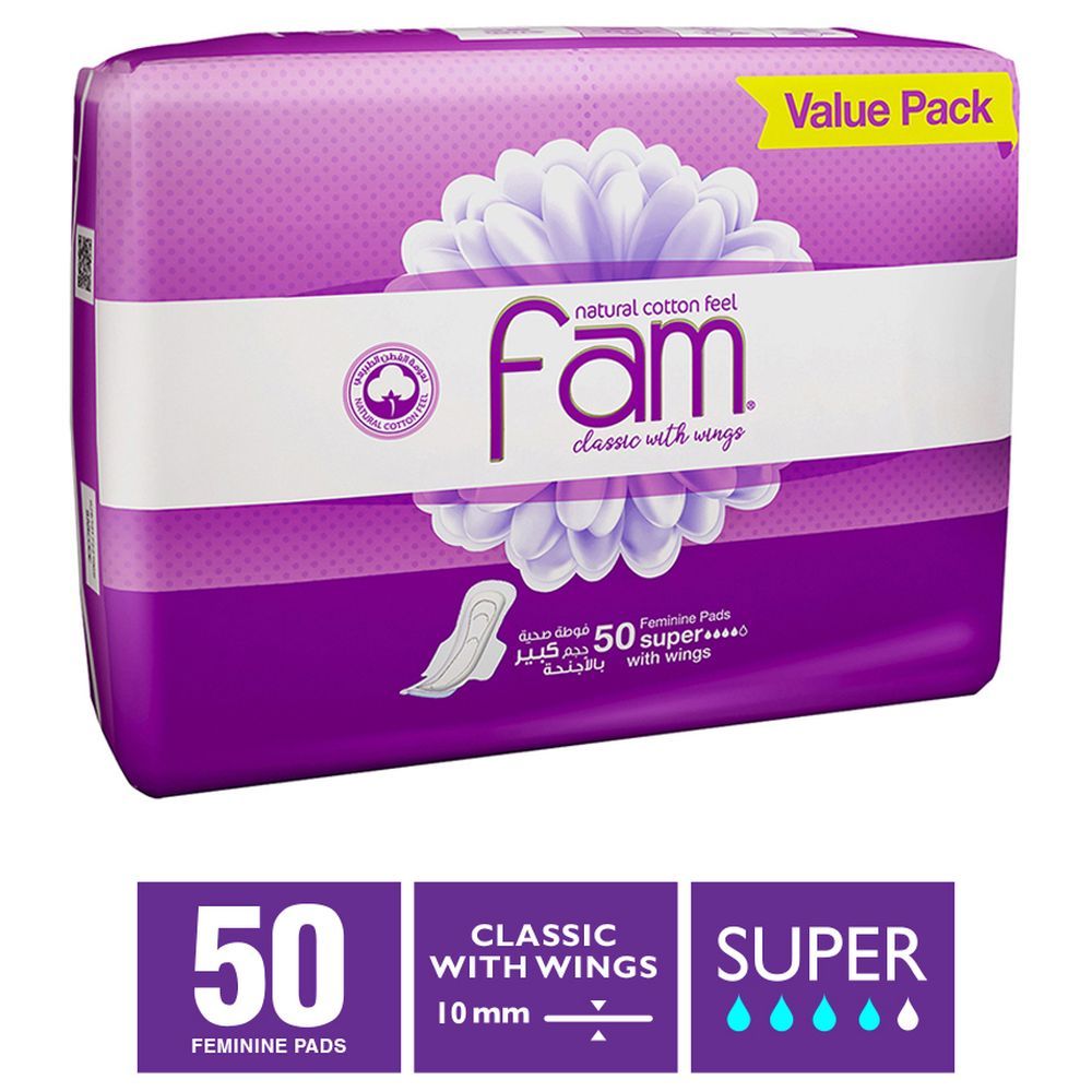 Fam Classic With Wing Maxi Thick Super Sanitary Pads 50 Pads