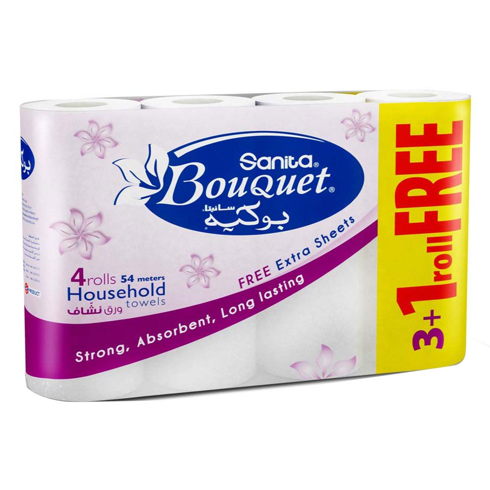 Sanita Bouquet Paper Kitchen Towel 28cm 3+1 Free Roll