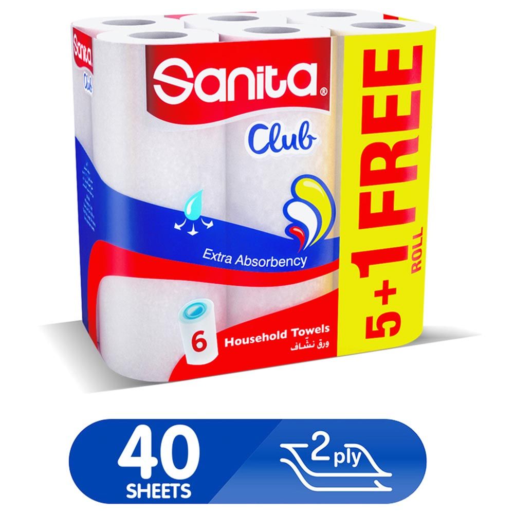 Sanita - Kitchen Towel - 6 Roll - 40 Sheets 