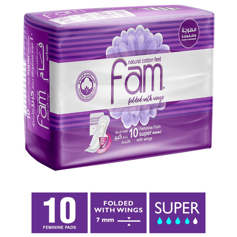 Fam Maxi Thick Folded With Wings Super Sanitary Pads10 Pads