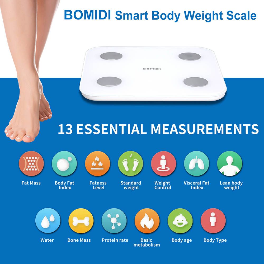 Bomidi - S1 Smart Body Fat Weight Scale - White