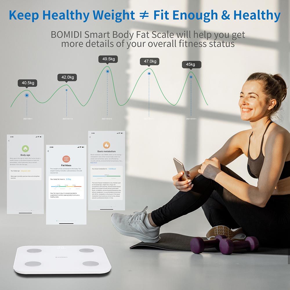 Bomidi - S1 Smart Body Fat Weight Scale - White