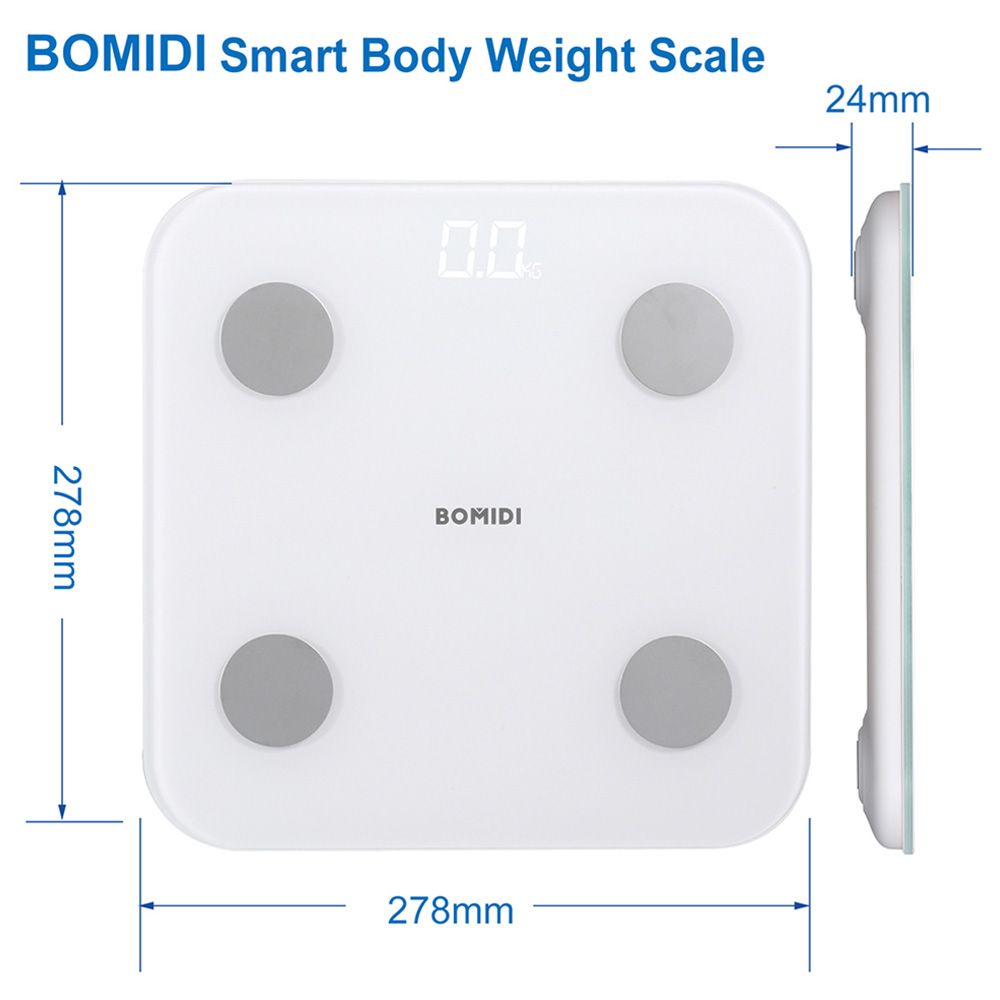 Bomidi - S1 Smart Body Fat Weight Scale - White