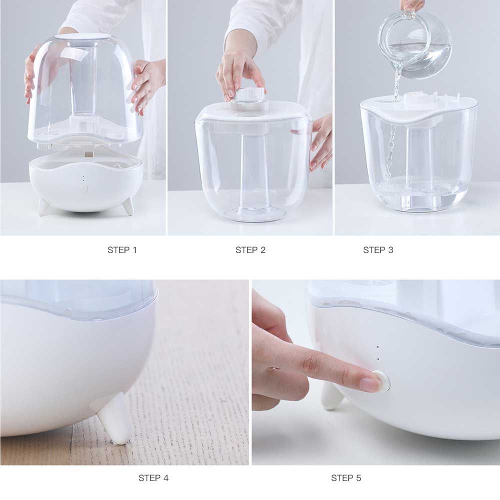 Deerma - Crystal Clear Ultrasonic Cool Mist Humidifier 5L - White