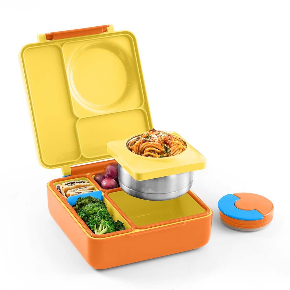 OmieBox - 2nd Gen 3 Compartments Kids Bento Box with Insulated Thermos-Sunshine