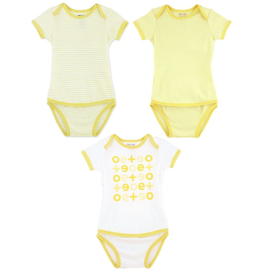 Oeteo - Easyeo Variety Short Sleeve Romper 3 Piece - Yellow