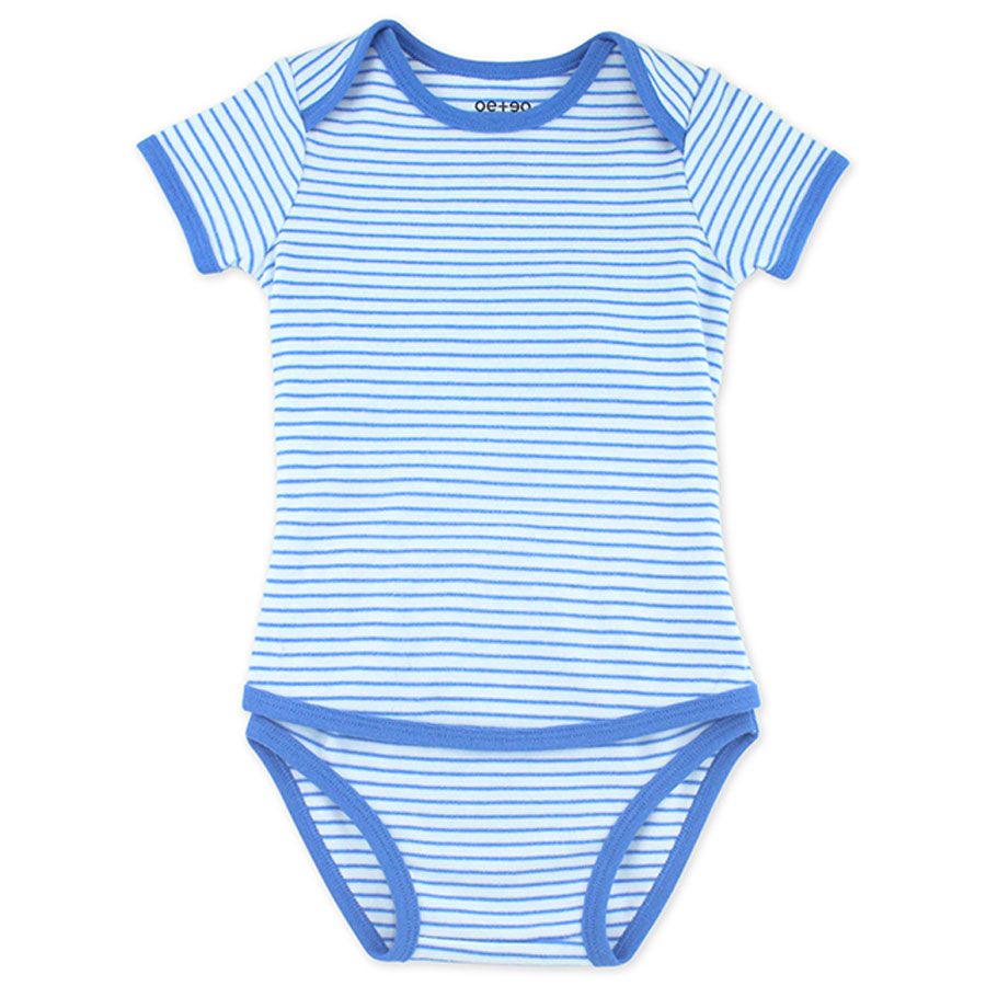 Oeteo - Easyeo Candy Stripe Short Sleeve Romper - Blue