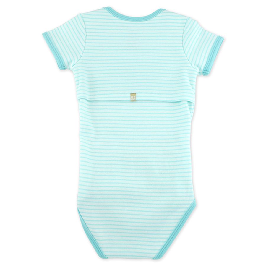 Oeteo - Easyeo Candy Stripe Short Sleeve Romper - Green