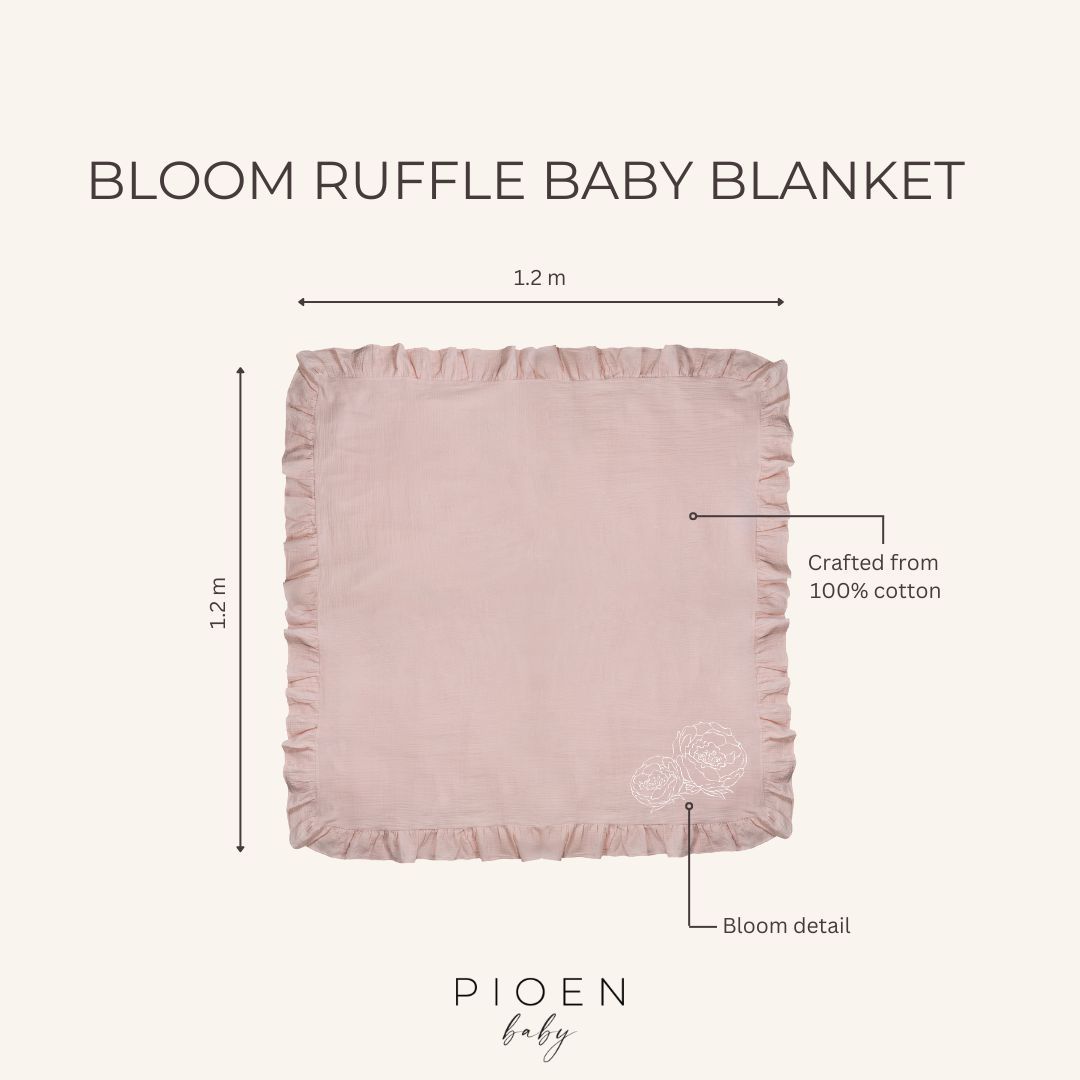 Pioen Baby - Bloom Ruffle Baby Blanket - Soft Pink