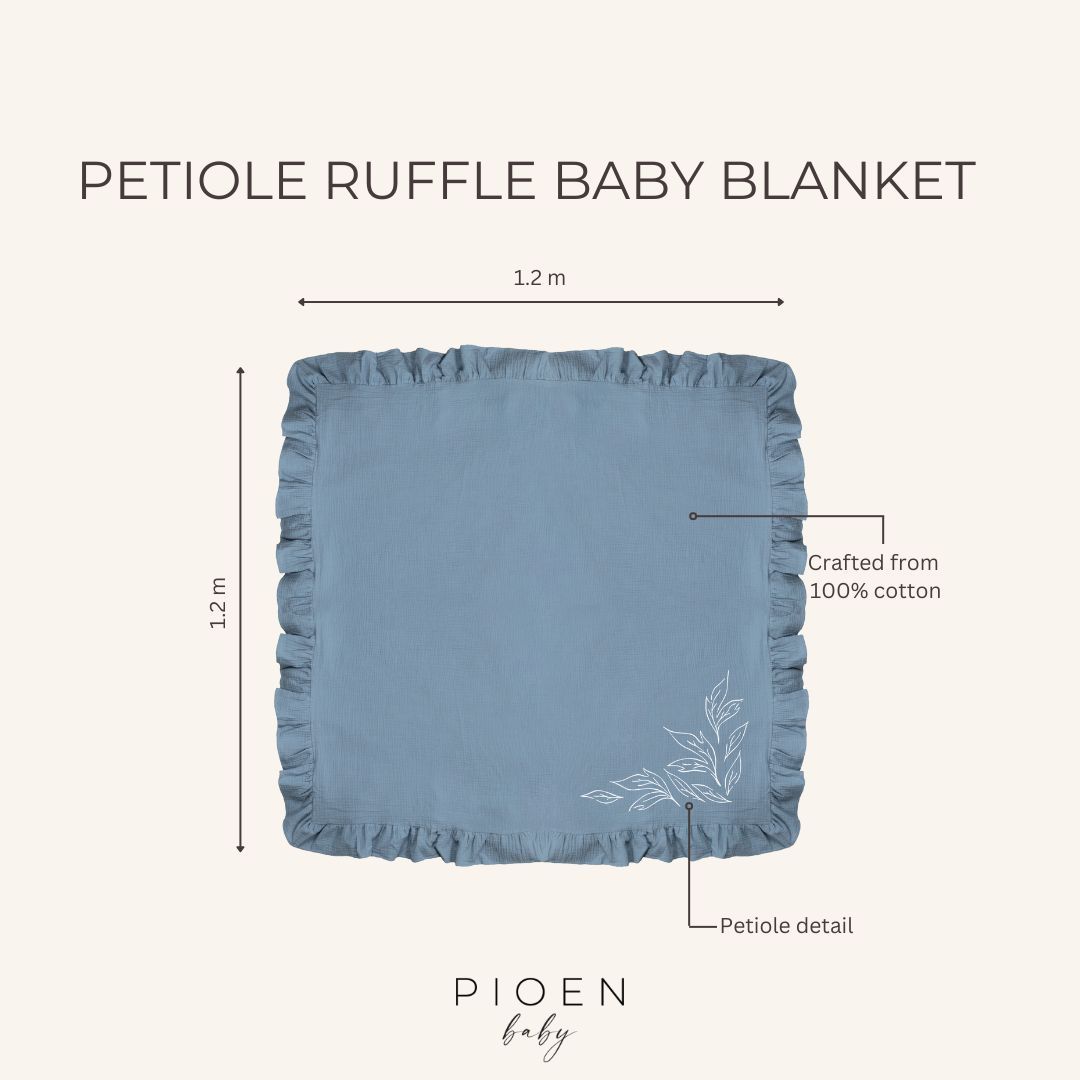 Pioen Baby - Petiole Ruffle Baby Blanket - Blue