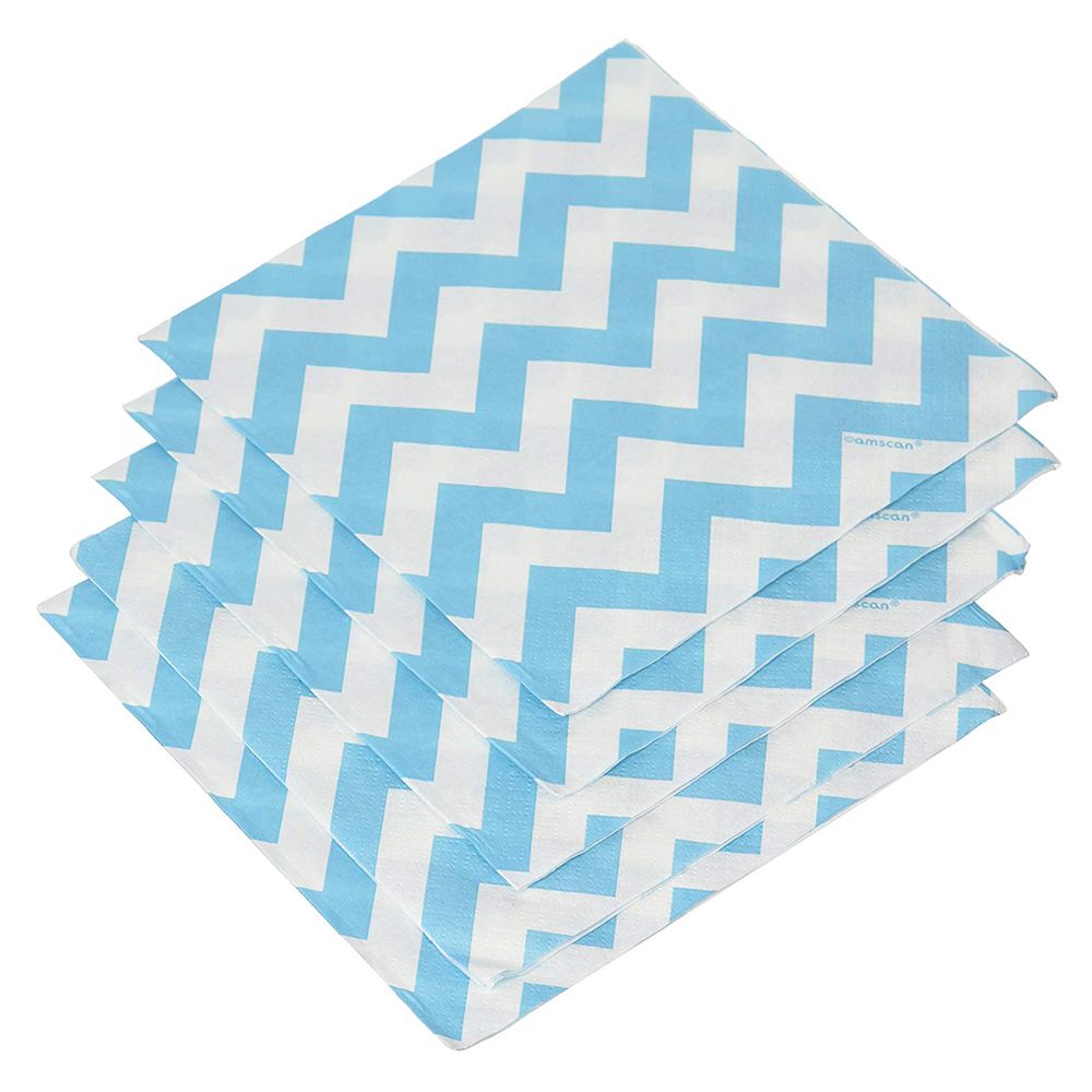 Amscan - Chevron Lunch Tissues 16pcs - Caribbean Blue