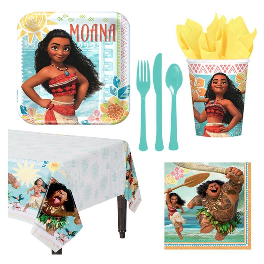 Party Centre - Moana Tableware Party Supplies for 8 Guests